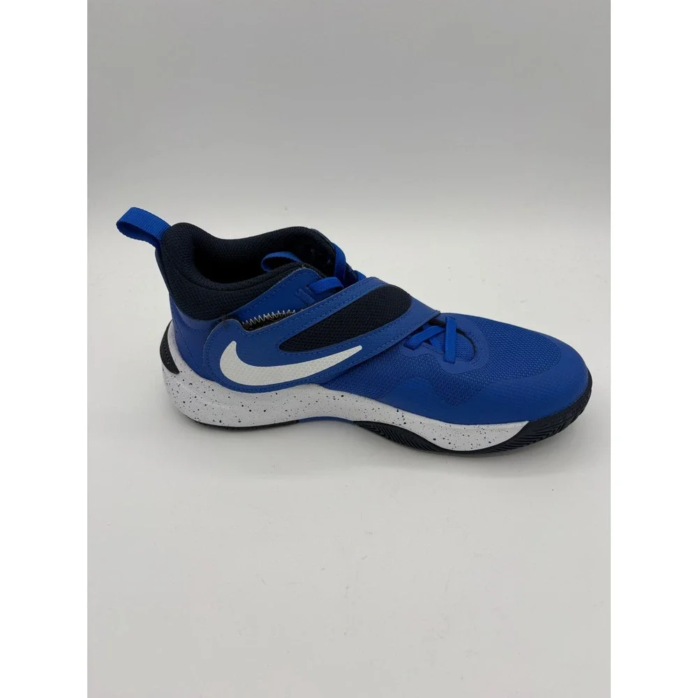 Nike Team Hustle D 11 FlyEase Kid Basketball Shoes Blue White DV8992-400 Size 5Y